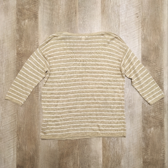 J. Jill Tan and White Lightweight Sweater Top - Picture 6 of 9